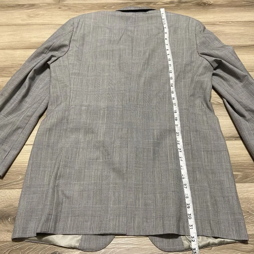 VTG Brooks Brothers Men's Sport‎ Coat Blazer Plaid Size 42L Union USA Black Wool